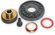 Sloan washer set containing brass and rubber components including circular washers, a rubber seal, and a small black rubber p