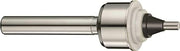 Metal cylindrical handle assembly with chrome finish and black rubber grip component.