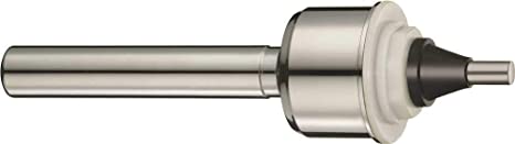 Metal cylindrical handle assembly with chrome finish and black rubber grip component.