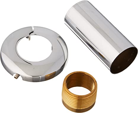 Chrome-plated sweat to thread adapter kit with cylindrical sleeve, escutcheon collar, and brass threaded fitting.