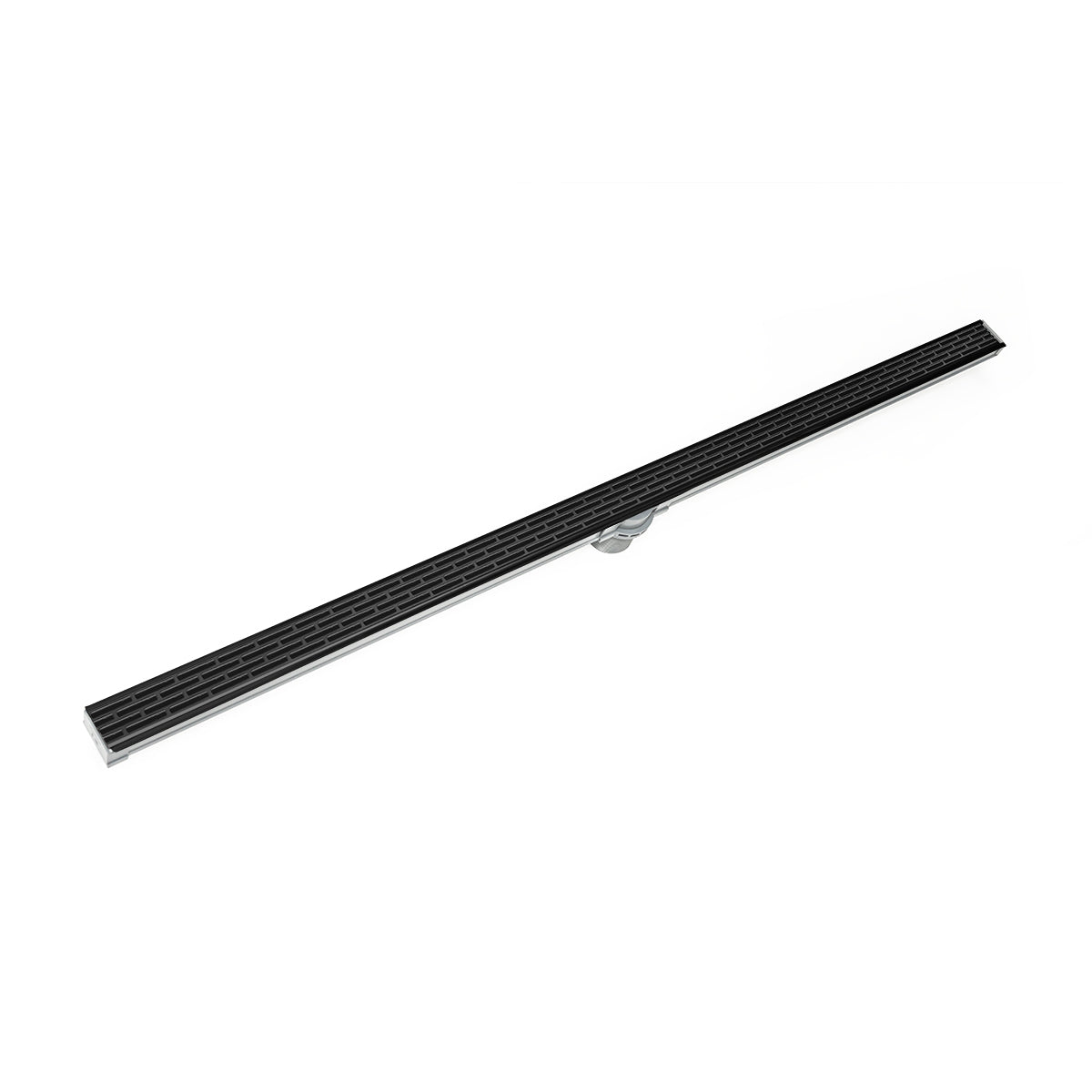 Infinity Drain S-LT 3896 BK 96" S-PVC Series Low Profile Complete Kit with 1 1/2" Perforated Offset Slot Grate in Matte Black Finish