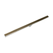 Satin bronze linear drain with horizontal slot grating and mounting bracket, 36 inches long.