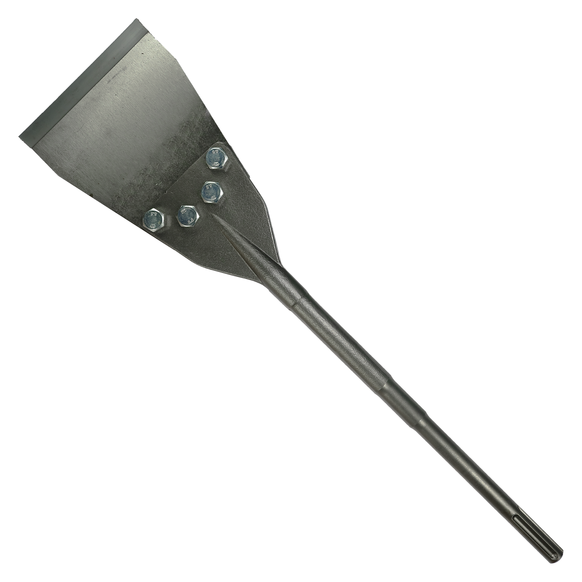 SDS-Max floor scraper with wide flat blade and four mounting bolts on handle.
