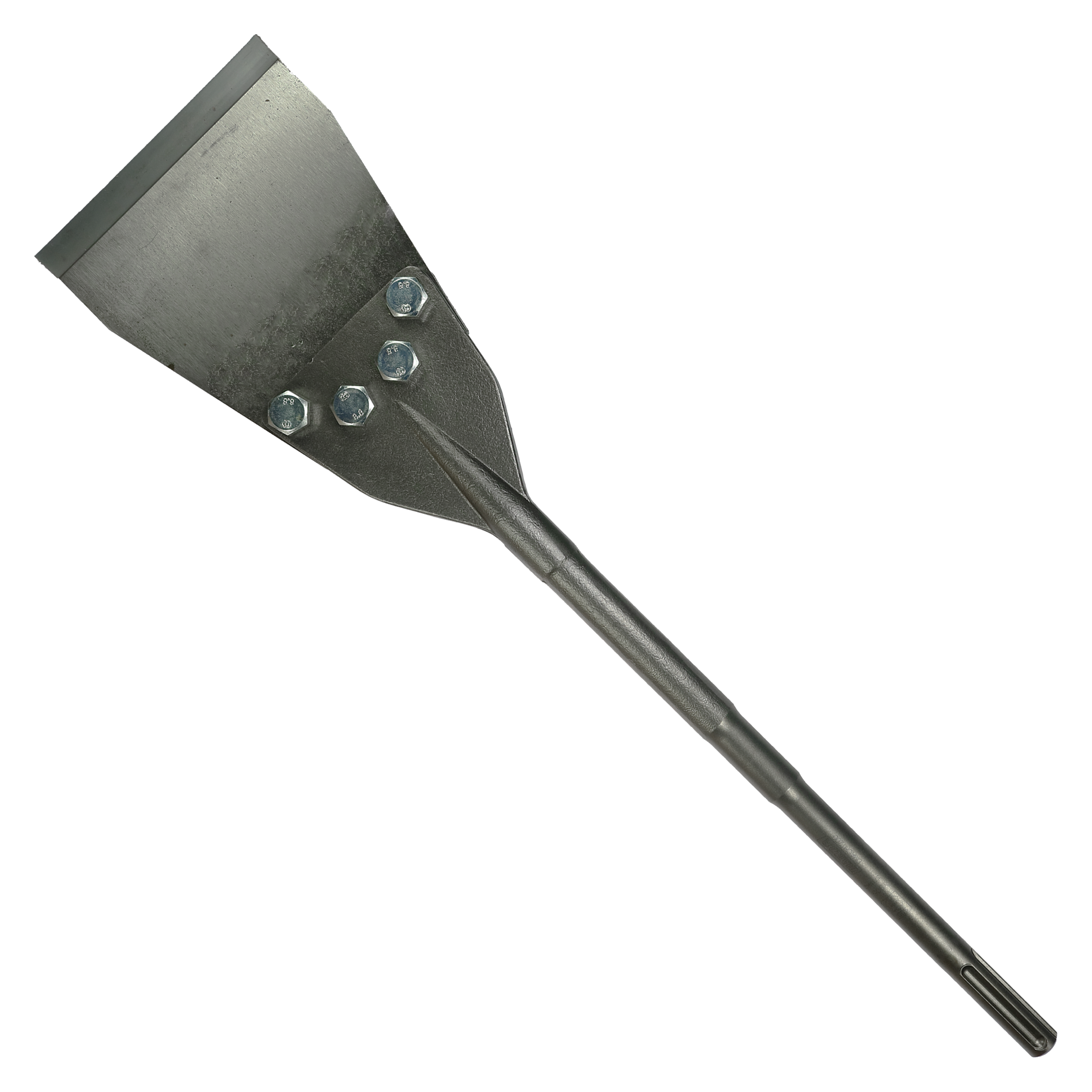 SDS-Max floor scraper with wide flat blade and four mounting bolts on handle.