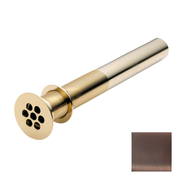 Cylindrical sink grid drain with circular strainer head featuring seven drainage holes in brushed bronze finish.