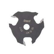 Freud slotting cutter with three wing carbide blades, central bore, and "56-100" marking on dark gray body.
