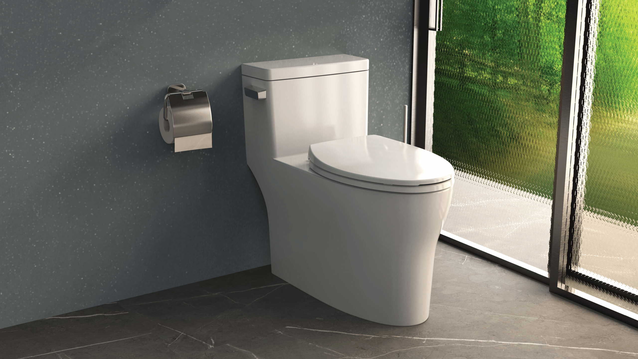 StudioLux SLT600 One-Piece, Elongated, ADA Height, Skirted Toilet w/ Slow Close Seat and PC Tank Lever