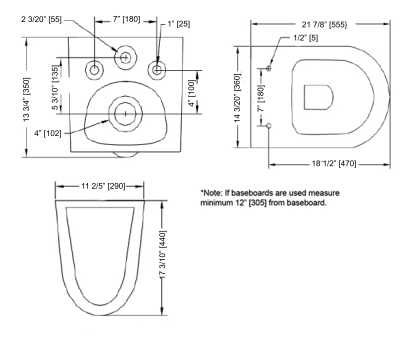 StudioLux SLT700 Wall Hung Toilet w/Slow Close Seat (Carrier Not Supplied)