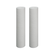 Two cylindrical white carbon water filter cartridges side by side.