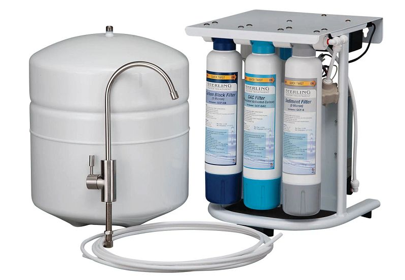 Sterling Water Treatment QCRO Series Quick Change Reverse Osmosis 5-Stage Drinking Water Filtration System with Booster Pump, 100GPD - QCRO-100-PUMP