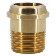 Brass radiator nipple with 3/4" male threaded connection and smooth internal socket.