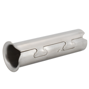Stainless steel insert stiffener with cylindrical body and two slot openings along the length.