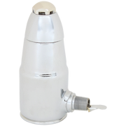 Chrome adjustable air vent with cone-shaped body, threaded connection, and lever handle on side.
