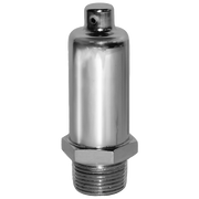 Chrome-plated brass air vent with cylindrical body, male threaded base, and small vent hole on rounded cap.