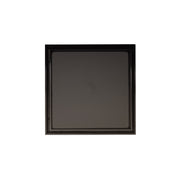 Square oil rubbed bronze drain cover with recessed center opening and flat face frame.
