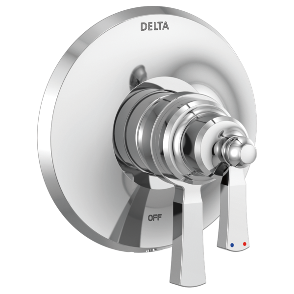 Delta Dorval Monitor 17 Series chrome valve trim with lever handle and round escutcheon plate.