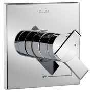 Chrome Delta Monitor 17 Series valve trim with diverter handle and temperature control indicators.