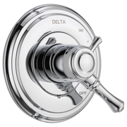 Delta Cassidy Monitor 17 Series chrome valve trim with round escutcheon plate and lever handle.