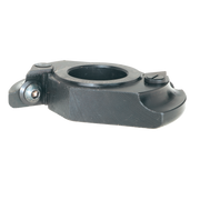 Dark gray router cutter head with circular central opening and curved cutting profiles on sides, featuring adjustment screws 