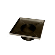 Oil-rubbed bronze square drain cover with center throat opening and sloped surface.