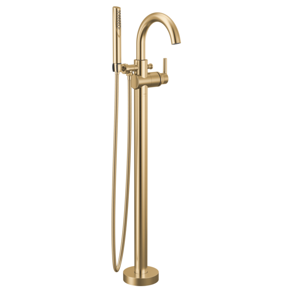 Delta Trinsic Single Handle Floor Mount Tub Filler Trim with Hand Shower