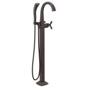 Delta Stryke Single Handle Floor Mount Arc Tub Filler Trim with Cross Handles