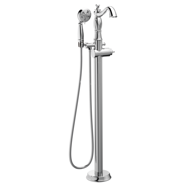 Delta Cassidy Single Handle Floor Mount Tub Filler Trim with Hand Shower - Less Handle