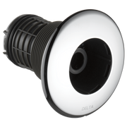 Chrome round trim ring with black cylindrical spray body and center outlet.