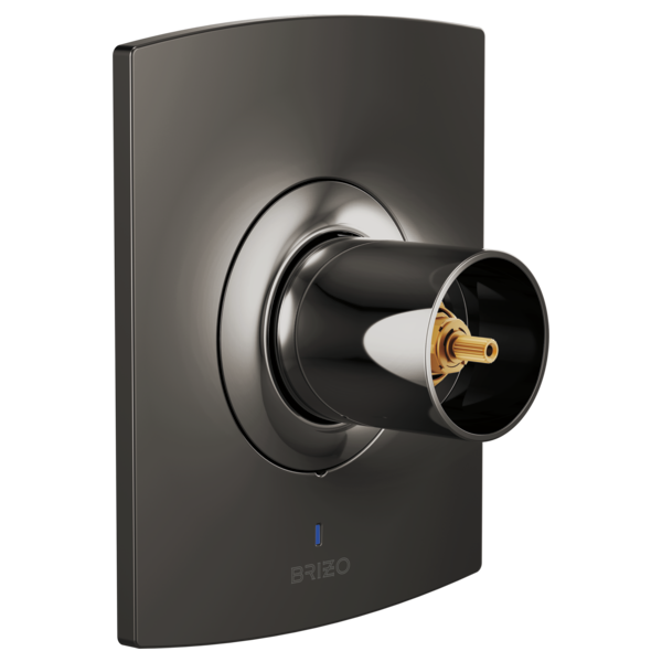 Brizo Kintsu pressure balance valve trim in matte black with brass interior, handle not included.