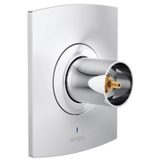 Brizo Kintsu pressure balance valve trim with white and chrome finish, showing internal brass components and no handle attach