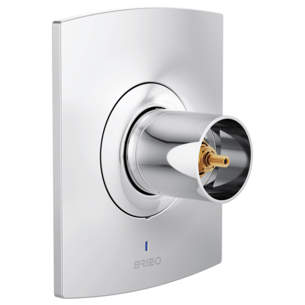 Brizo Kintsu pressure balance valve trim with white and chrome finish, showing internal brass components and no handle attach
