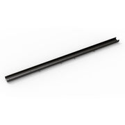 Matte black linear drain frame with raised edges and mounting points, 60 inches long.