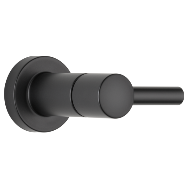Black matte finish lever handle volume control with round mounting plate and cylindrical handle.