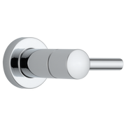 Brizo Odin chrome volume control with cylindrical lever handle and round wall plate.