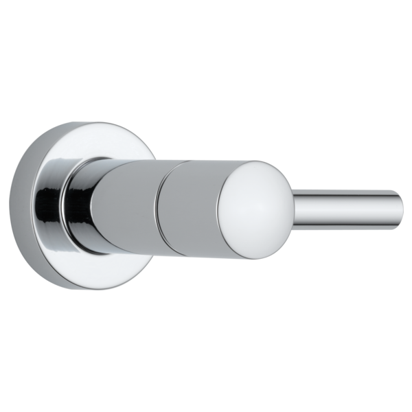 Brizo Odin chrome volume control with cylindrical lever handle and round wall plate.