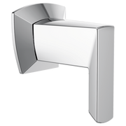 Chrome and white sensor-activated volume control trim with curved rectangular body and angled mounting bracket.