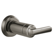 Black onyx metal lever trim with cylindrical body and circular escutcheon plate for volume control.
