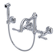 ROHL Acqui Wall Mount Bridge Kitchen Faucet with Side Spray - Tuscan Brass