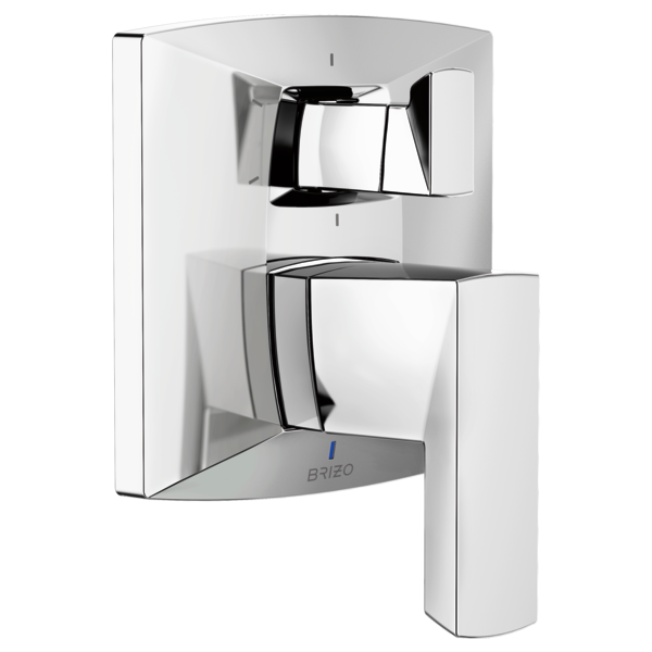 Brizo Vettis chrome pressure balance valve trim with upper diverter handle and lower lever control.