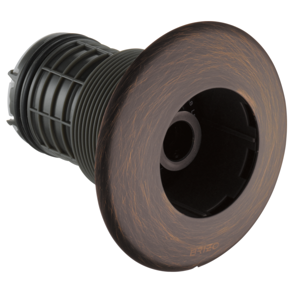 Round bronze body spray trim with threaded internal fitting and circular faceplate.