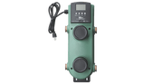 Green Taco X-Pump Block with digital display panel, dual control knobs, and attached power cord.