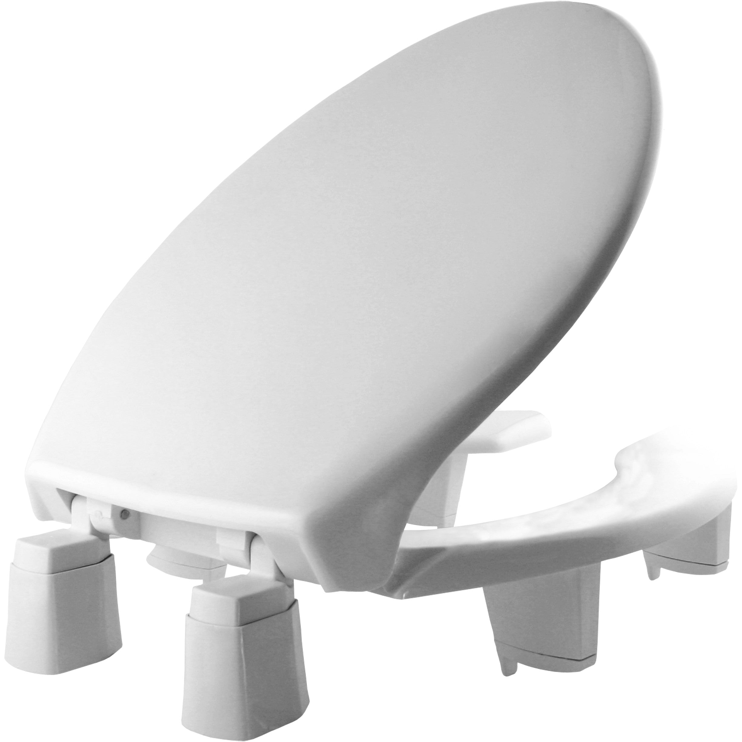 Bemis 3L2150T 000 Elongated Open Front With Cover Medic-Aid Plastic Toilet Seat in White with STA-TITE Commercial Fastening System, DuraGuard, Super Grip Bumpers and 3-inch Lifts