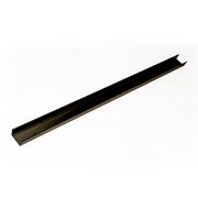 Oil rubbed bronze linear drain channel with flanged edges, 48 inches long.