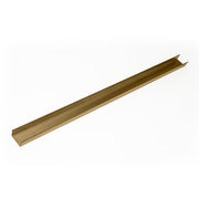 Satin bronze linear drain channel with angled sides and grooved surface detail.