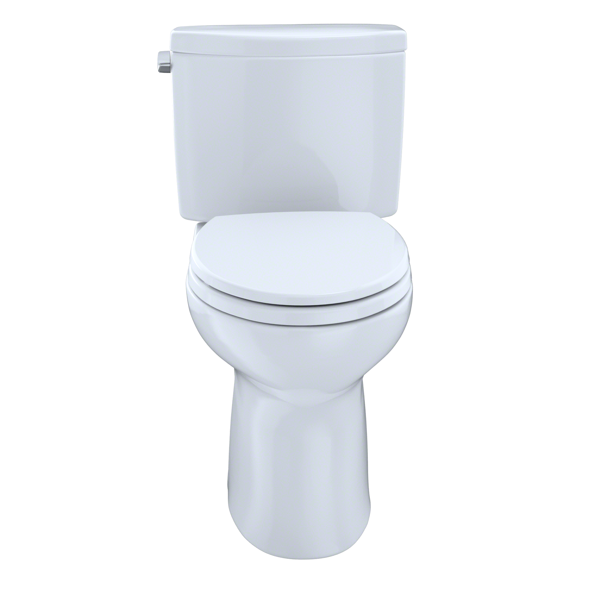 Toto Drake II Two Piece Elongated Universal Height Toilet with CEFIONTECT and Right Hand Lever 1.28 GPF Less Seat in Cotton White