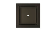 Square oil rubbed bronze drain cover with center opening and recessed frame design.