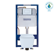 Toto SP Wall Hung Square Toilet with CEFIONTECT 0.9 and 1.28 GPF and DuoFit In-Wall Dual-Flush Tank System in White