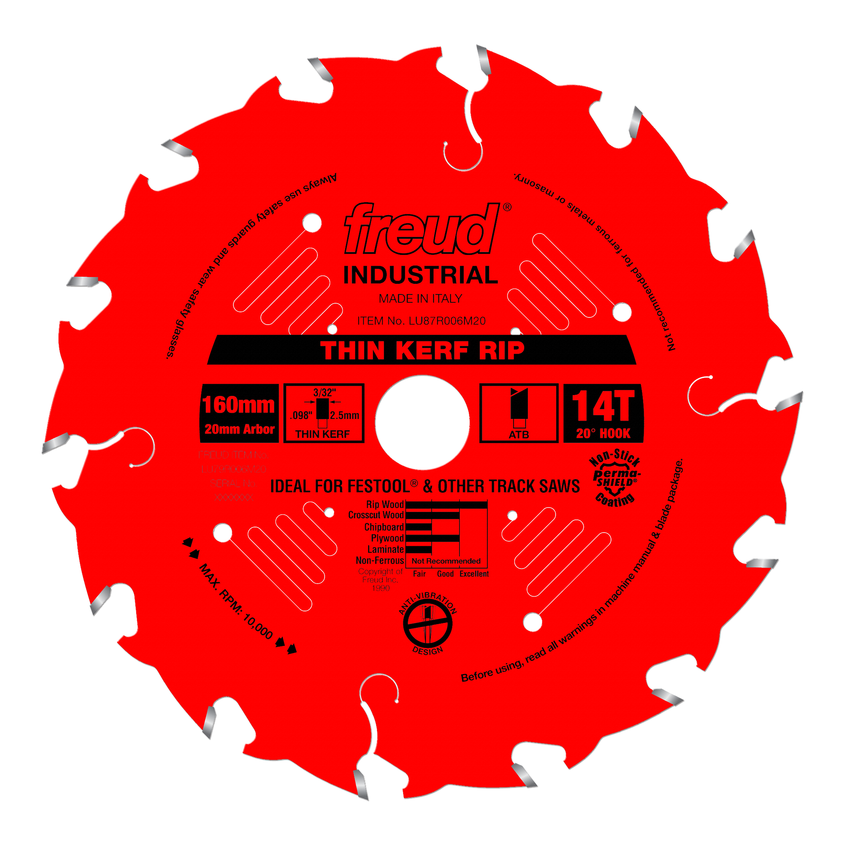 Freud LU87R006M20 160mm Thin Kerf Rip Blade