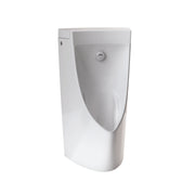 Cotton white wall-mount urinal with concealed flush valve and rounded basin.
