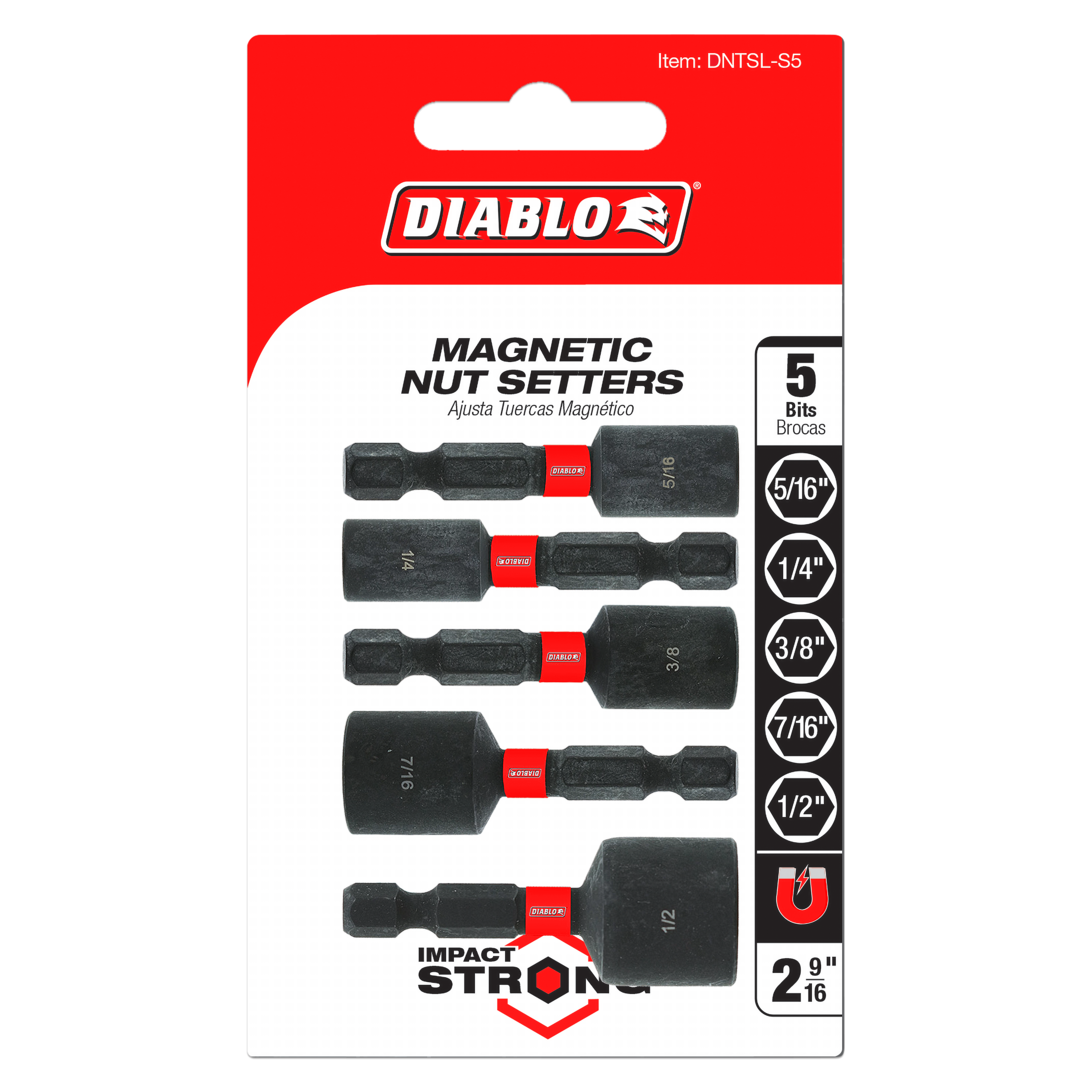 Diablo DNTSL-S5 2-9/16 in. Magnetic Nut Setter Assorted Pack (5-Piece)